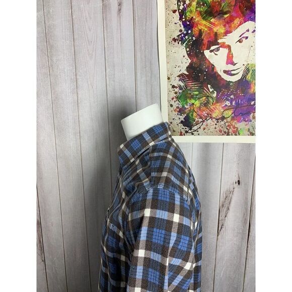 LL Bean Mens Long Sleeve Button Up Flannel Shirt 2 Pockets - Sz Medium Cotton - Picture 10 of 16